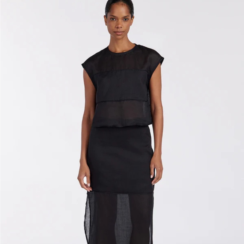 KAI BLACK RAMIE PANELLED TOP